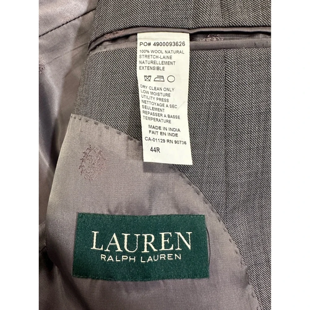 Lauren‎ Ralph Lauren Suit Jacket Mens 44R Grey 100% Wool Blazer Classic Business